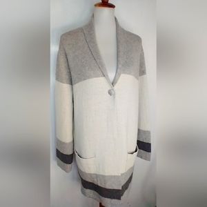 Elegant Gray and Cream Women's Cardigan
